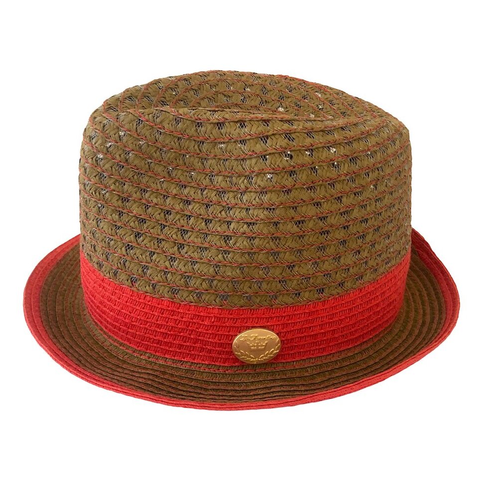 La Fiorentina Panama Hat Mango Brown Women's Trendy Fedora Woven NEW